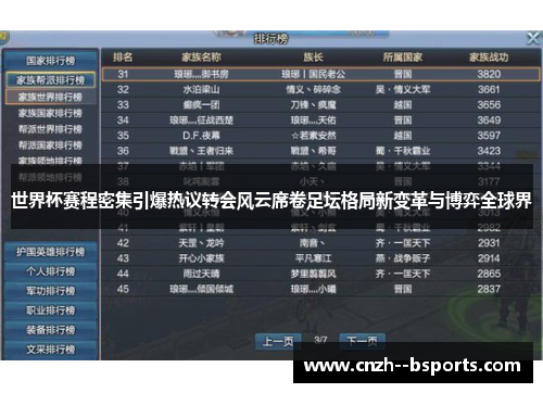世界杯赛程密集引爆热议转会风云席卷足坛格局新变革与博弈全球界